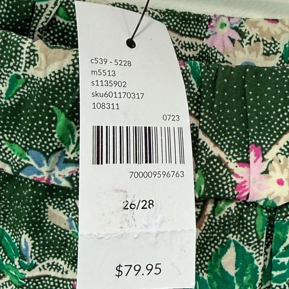 NWT Lane Bryant Tiered Pull On Maxi Skirt 26/28 Pockets Floral Cotton Eyelet Hem